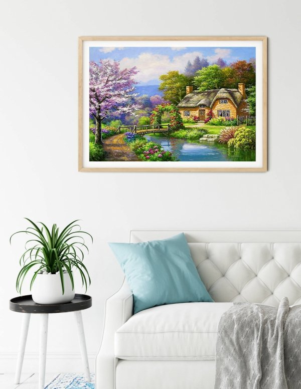 Haft Diamentowy Wiosenny Domek 55x75 cm