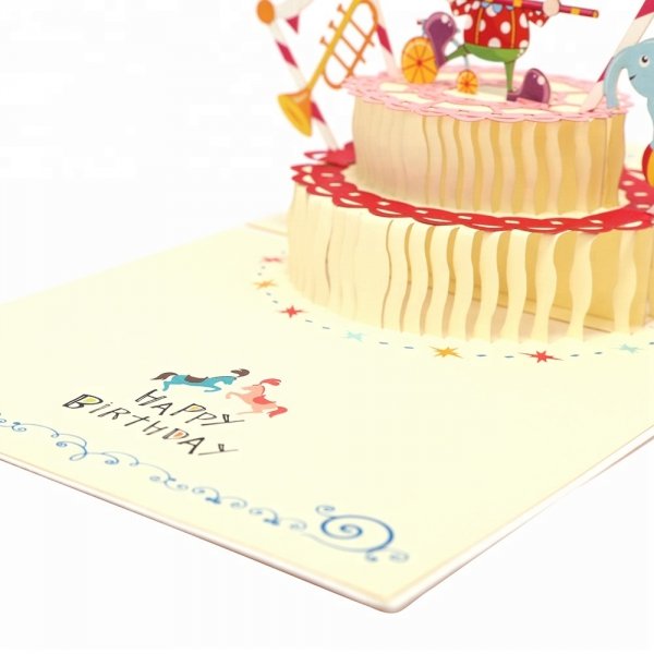 Kartka Pocztowa Okolicznościowa 3D Pop-up Urodziny Tort Cyrk