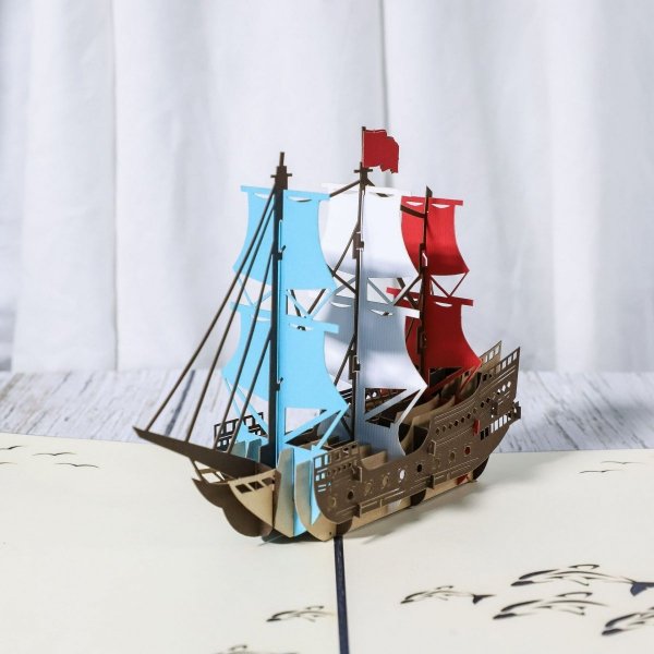 Kartka Pocztowa Okolicznościowa 3D Pop-up Piekny Statek