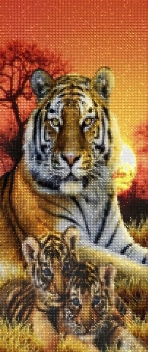 Haft Diamentowy Tygrysia Rodzina 3 50x110 cm