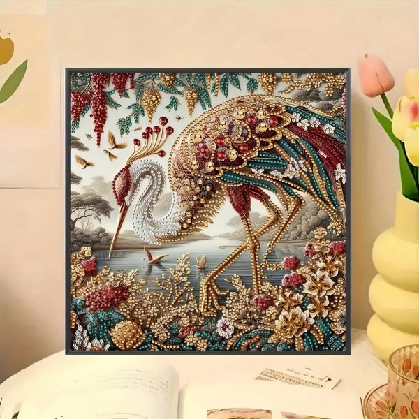 Haft Diamentowy Złoty Żuraw 30x30 cm