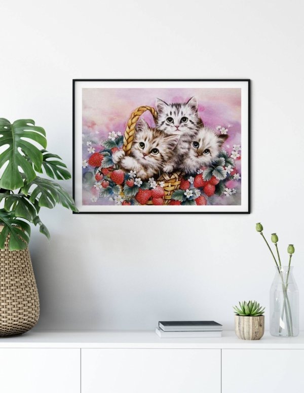 Haft Diamentowy Słodkie Kotki Trzy 45x55 cm