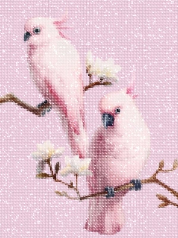 Haft Diamentowy Różowe Papugi 35x45 cm