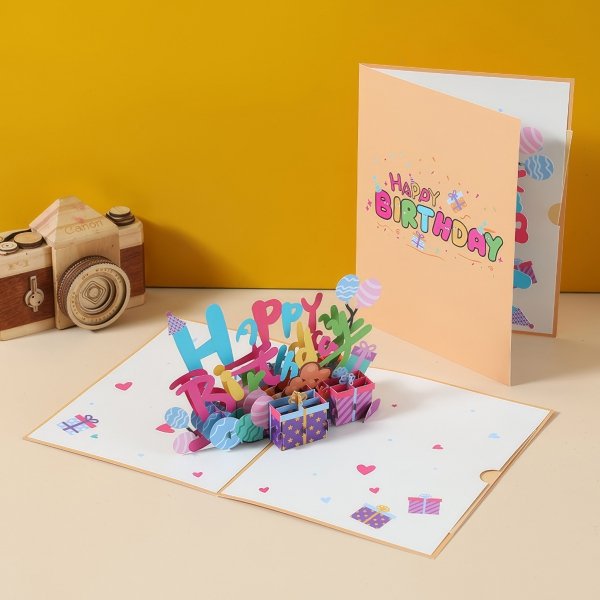 Kartka Pocztowa Okolicznościowa 3D Pop-up Urodziny Wesołe Balony 1-100 lat