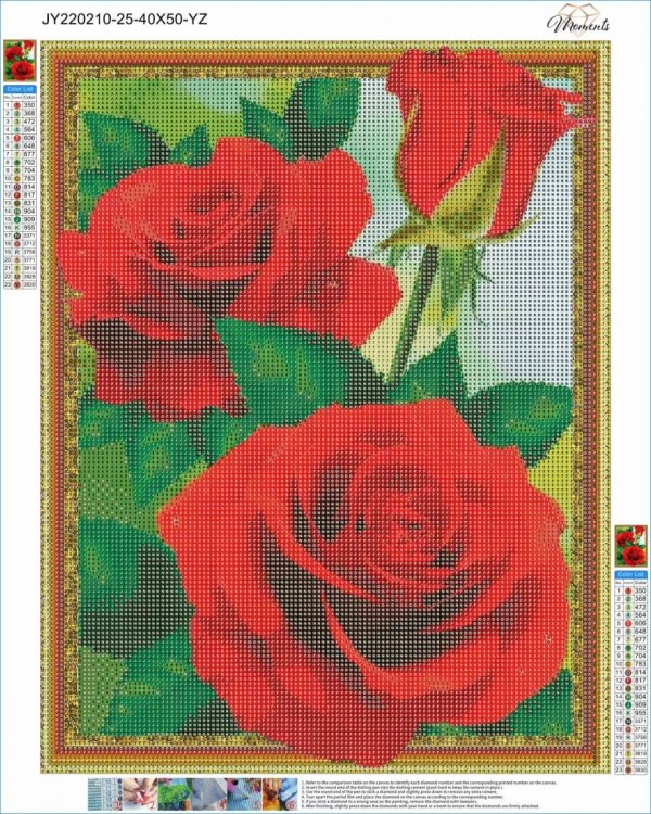 Haft Diamentowy Płomienne Róże 40x50
