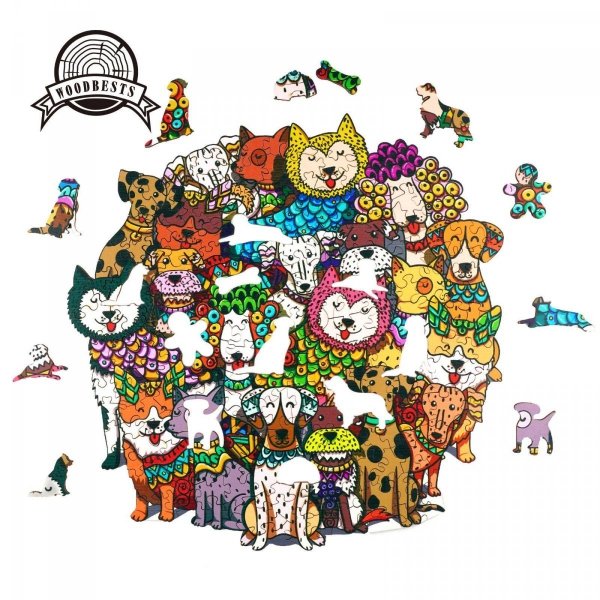Puzzle Drewniane Psi Świat S