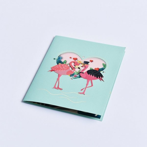 Kartka Pocztowa Okolicznościowa 3D Pop-up Wesołe Flamingi