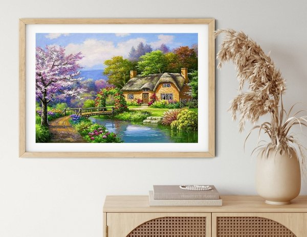 Haft Diamentowy Wiosenny Domek 55x75 cm