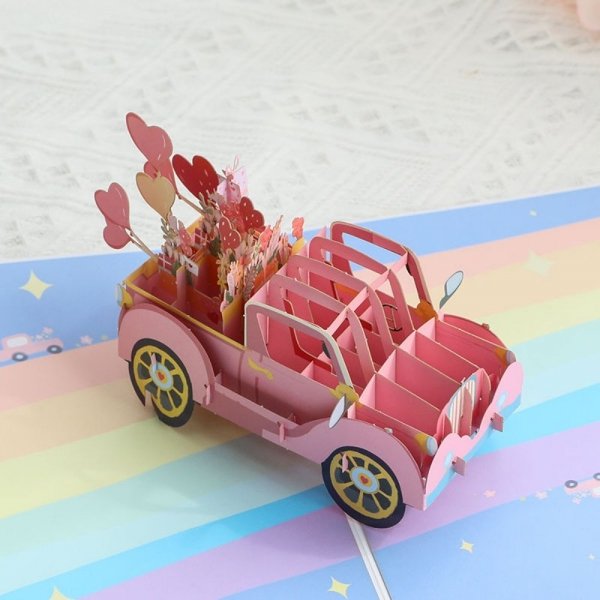 Kartka Pocztowa Okolicznościowa 3D Pop-up Ślub - Weselne Auto