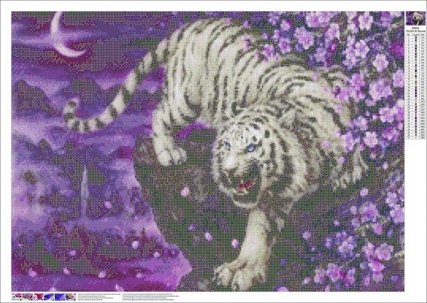 Haft Diamentowy Tygrys na Skale 55x75 cm