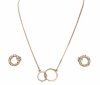 Zestaw łańcuszek - naszyjnik oraz kolczyki Rose Gold & Crystal Interlock Circle
