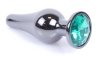 Metal Dark klasyczna wtyczka analna z zielonym kryształkiem
