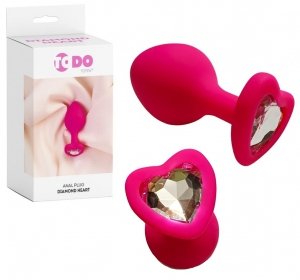 TO DO Diamond Heart Pink klasyczna mała wtyczka analna z kryształkiem 