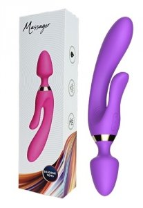 Potrójny wibrator Magic Wand silikonowy stymulator - wtyczka analna, króliczek, G-Spot - magnetyczne ładowanie USB