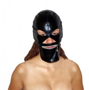 Czarna Maska BDSM z zamkiem - sado-maso