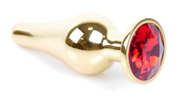 Metal Gold klasyczna wtyczka analna z czerwonym kryształkiem