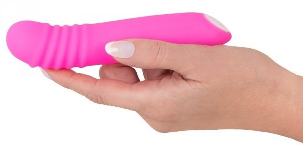 Flashing mini vibe - świecący silikonowy wibrator - w ręce