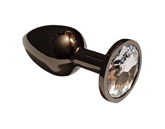 Metal-Dark-Silver-klasyczna-mała-wtyczka-analna-z-kryształkiem