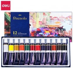 Farby akwarelowe seria finenolo 12 kolorów 12ml tuba, Deli