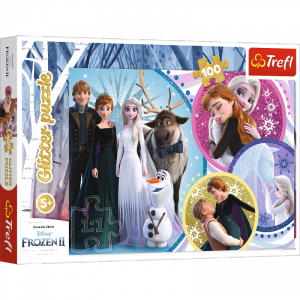 Puzzle 100 brokatowe W blasku miłości Kraina lodu 2