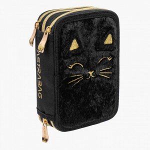 Piórnik 3 komorowy z wyposażeniem Jumbo Astrabag Fluffy Kitty Black AC31