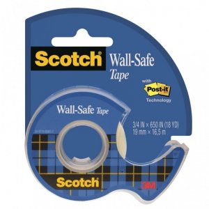 Taśma klejąca przeźroczysta 19mm x 16,5m Wall-Safe, bezpieczna dla ścian na podajniku, Scotch, 3M