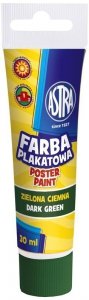 Farba plakatowa zielona-ciemna tuba 30 ml., Astra