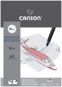 Blok kalki kreślarskiej A3 10 k. 90g Samolot, Canson