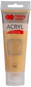 Farba akrylowa 75 ml, delikatne złoto metalik, Happy Color