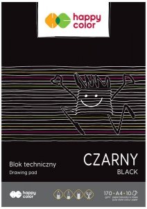 Blok techniczny czarny A4, 10ark., 170g, Happy Color