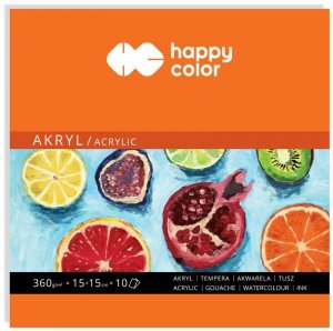Blok do akrylu, Art, 15x15, 10 ark, 360g, Happy Color