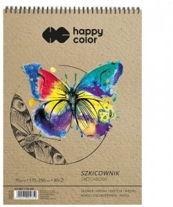 Szkicownik na spirali 170x250mm, 80 ark, 70gsm, Happy Color