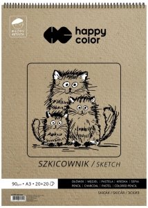 Szkicownik na spirali A3 40ark, 80/90g Młody Artysta, Happy Color