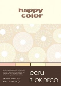 Blok Deco Ecru A4 4 kol. ecru 170 g/m2 20 ark., Happy Color