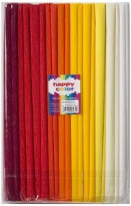 Krepina 25x200cm, MIX kolory ciepłe, 10 rolek, 8 kol, Happy Color