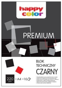 Blok techniczny czarny A4 10ark. Premium, Happy Color