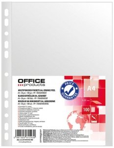 Koszulki na dokumenty A4, PP, groszkowe, 50mikr, 100szt., Office Products
