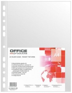 Koszulki na dokumenty A4, PP, krystaliczne, 40mikr, 100szt., Office Products
