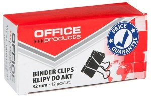 Klipy do dokumentów 32mm, 12szt, czarne, Office Products