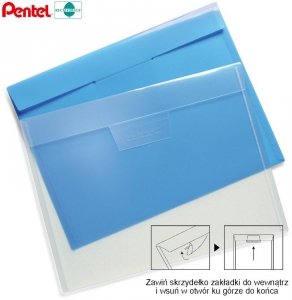 Teczka kopertowa A4 pozioma błękitna, Pentel