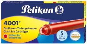 Naboje atramentowe długie czerw. 5 szt., Pelikan