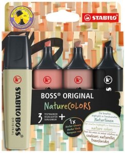 Zakreślacze Boss komplet 4szt. Nature Colors w etui 70/4-2-3, Stabilo