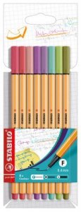 Cienkopisy Point 88 pastelowe 8k/etui 88/8-04, Stabilo