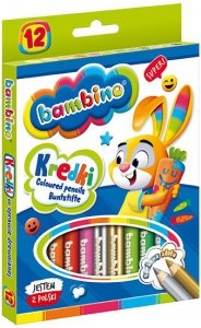 Kredki 12-kol. 15 cm Jumbo drewniane Bambino bez temp. St.Majewski