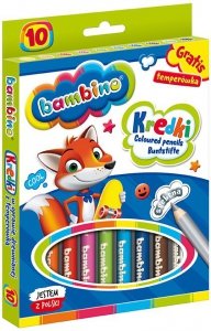 Kredki 10-kol. 15 cm Jumbo drewniane Bambino + temperówka, St.Majewski
