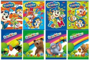 Zeszyt A5 16 k. 3-linie kolorowe laminowany Bambino, Unipap