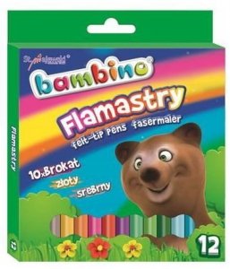 Flamastry 12-kol. Bambino Standard brokatowe, St.Majewski