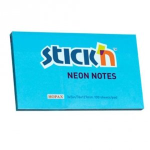 Notes samoprzylepny 127 x 76 mm niebieski-neon., Stick`n