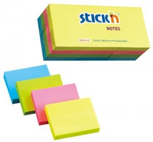 Notes samoprzylepny 38 x 51 mm mix 4-kol 12szt, Stick`n
