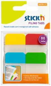 Zakładki indeksowe do segregatora przezroczyste 38 x 25 mm 4-kol., Stick`n